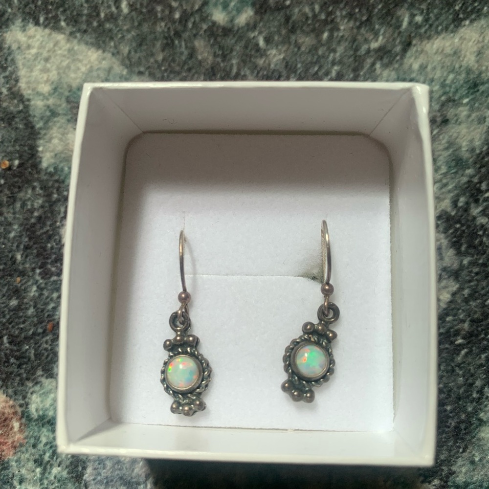 Vintage Opal Sterling Silver Earrings